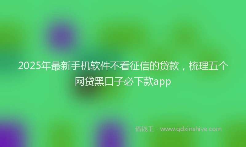 2025年最新手机软件不看征信的贷款，梳理五个网贷黑口子必下款app