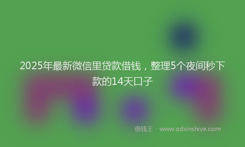 2025年最新微信里贷款借钱，整理5个夜间秒下款的14天口子