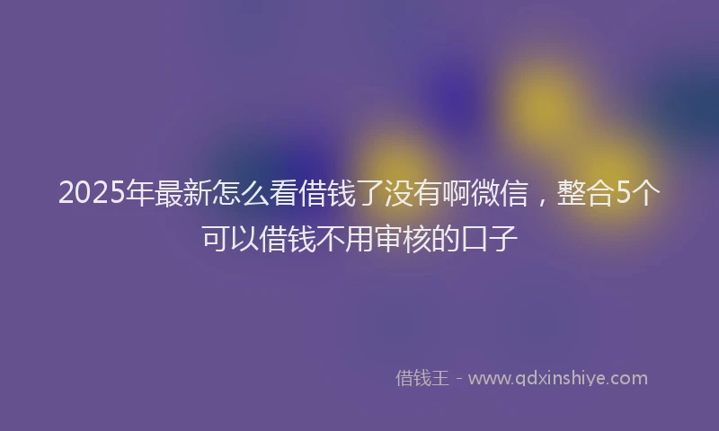 2025年最新怎么看借钱了没有啊微信，整合5个可以借钱不用审核的口子