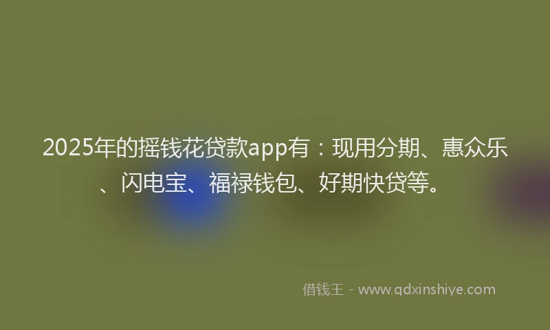 2025年的摇钱花贷款app有：现用分期、惠众乐、闪电宝、福禄钱包、好期快贷等。