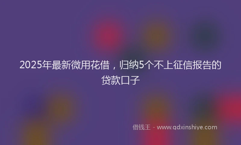 2025年最新微用花借，归纳5个不上征信报告的贷款口子