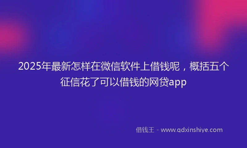 2025年最新怎样在微信软件上借钱呢，概括五个征信花了可以借钱的网贷app