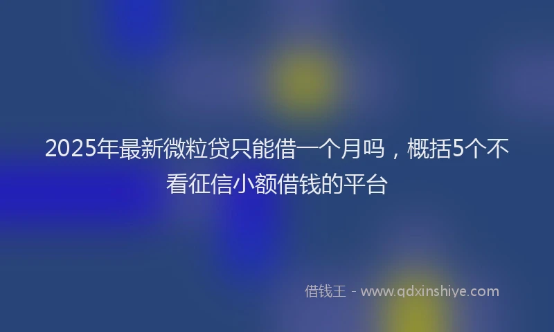 2025年最新微粒贷只能借一个月吗，概括5个不看征信小额借钱的平台