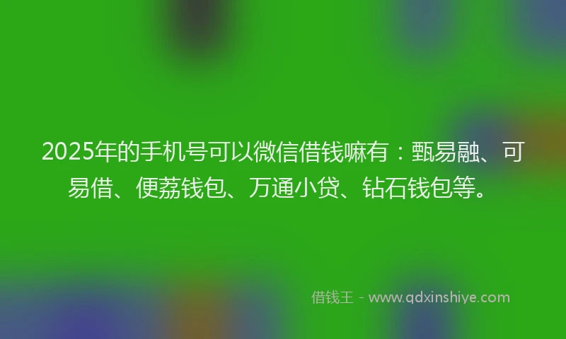 2025年的手机号可以微信借钱嘛有：甄易融、可易借、便荔钱包、万通小贷、钻石钱包等。