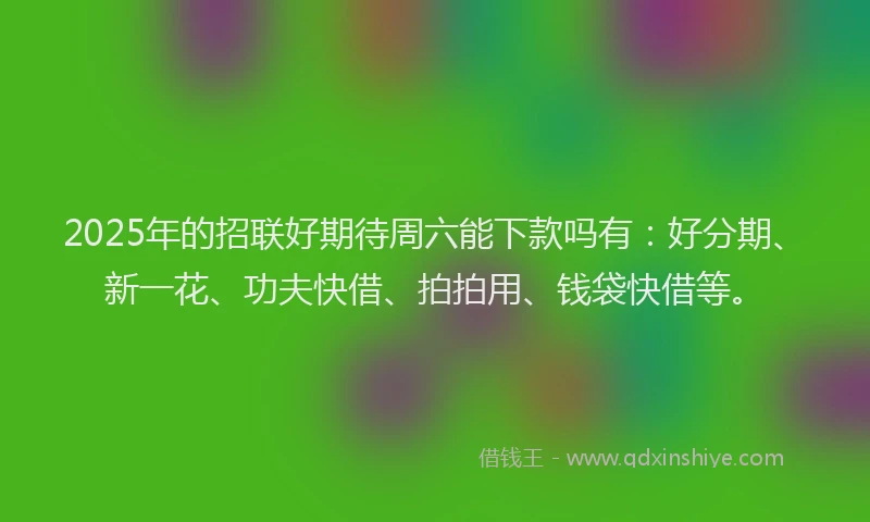 2025年的招联好期待周六能下款吗有：好分期、新一花、功夫快借、拍拍用、钱袋快借等。