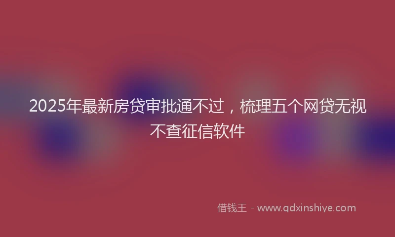2025年最新房贷审批通不过，梳理五个网贷无视不查征信软件