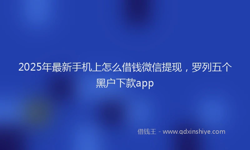 2025年最新手机上怎么借钱微信提现，罗列五个黑户下款app