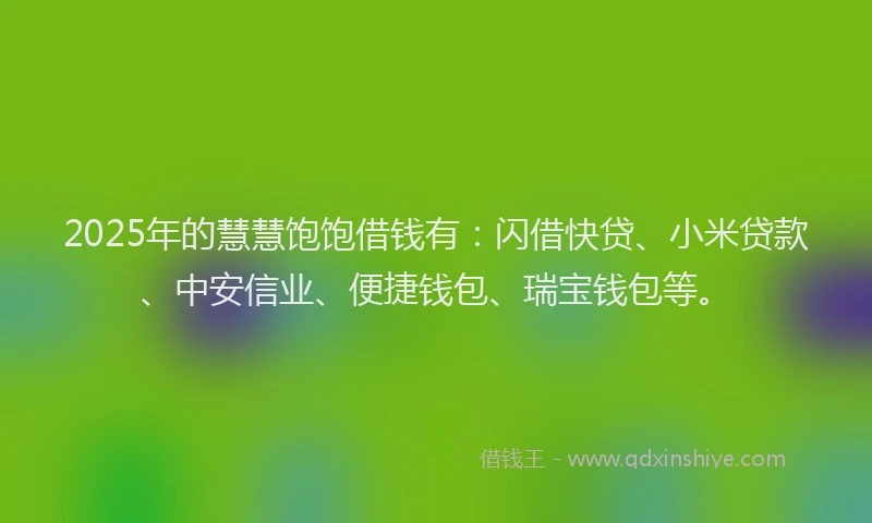 2025年的慧慧饱饱借钱有：闪借快贷、小米贷款、中安信业、便捷钱包、瑞宝钱包等。