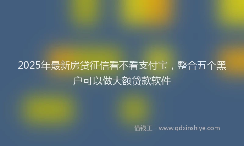 2025年最新房贷征信看不看支付宝，整合五个黑户可以做大额贷款软件