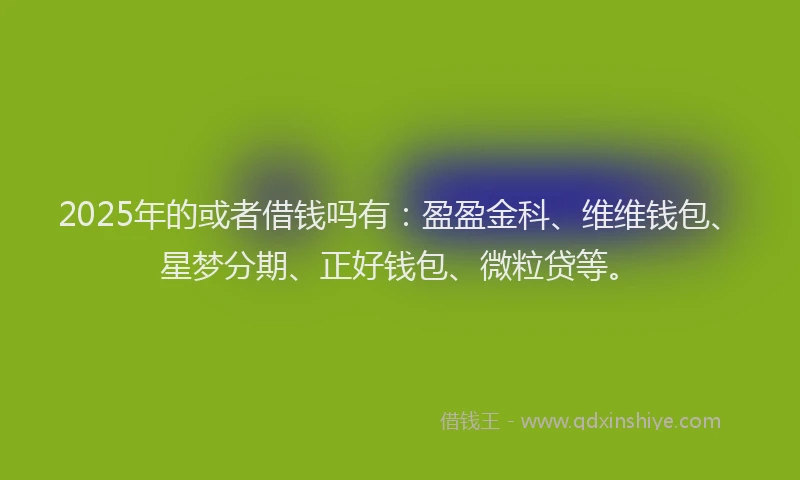 2025年的或者借钱吗有：盈盈金科、维维钱包、星梦分期、正好钱包、微粒贷等。
