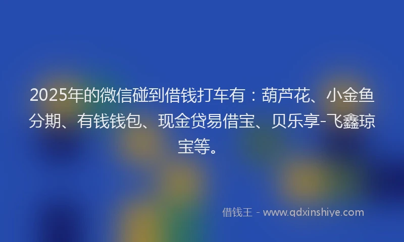 2025年的微信碰到借钱打车有：葫芦花、小金鱼分期、有钱钱包、现金贷易借宝、贝乐享-飞鑫琼宝等。