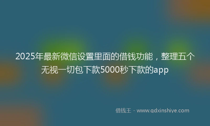 2025年最新微信设置里面的借钱功能，整理五个无视一切包下款5000秒下款的app