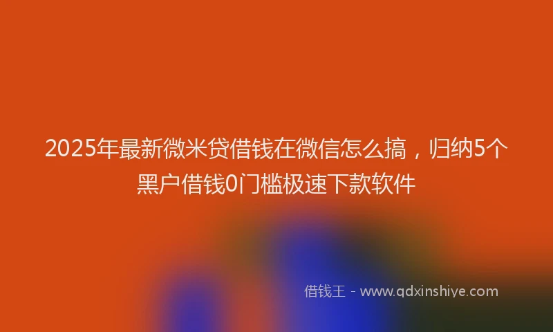 2025年最新微米贷借钱在微信怎么搞，归纳5个黑户借钱0门槛极速下款软件