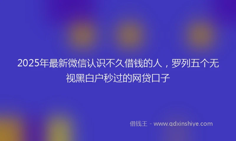 2025年最新微信认识不久借钱的人，罗列五个无视黑白户秒过的网贷口子