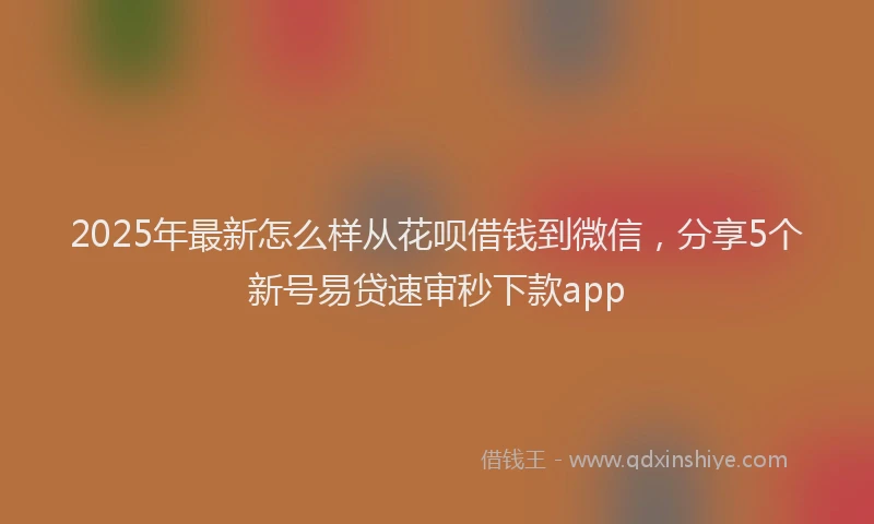 2025年最新怎么样从花呗借钱到微信，分享5个新号易贷速审秒下款app