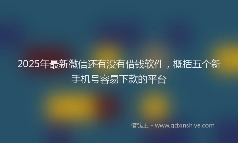 2025年最新微信还有没有借钱软件，概括五个新手机号容易下款的平台