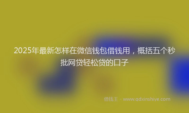 2025年最新怎样在微信钱包借钱用，概括五个秒批网贷轻松贷的口子