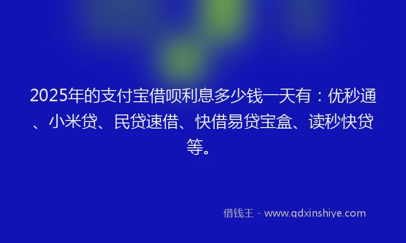 2025年的支付宝借呗利息多少钱一天有：优秒通、小米贷、民贷速借、快借易贷宝盒、读秒快贷等。