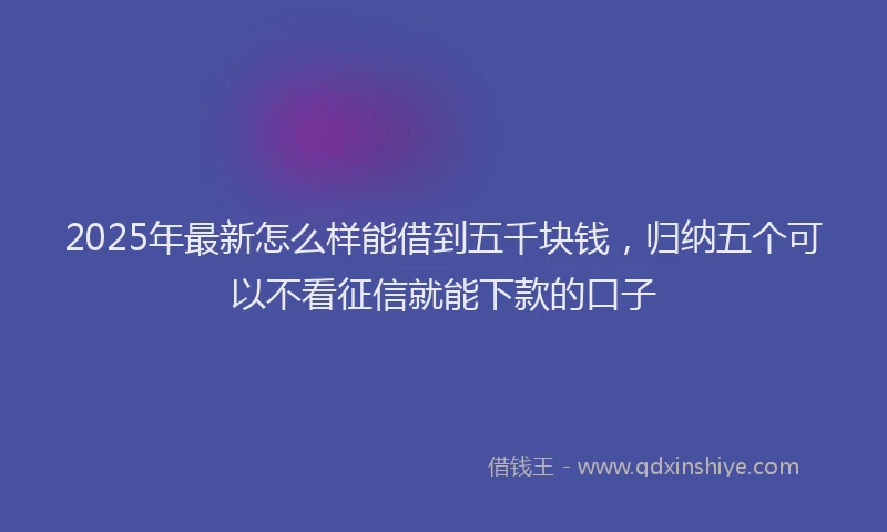 2025年最新怎么样能借到五千块钱，归纳五个可以不看征信就能下款的口子