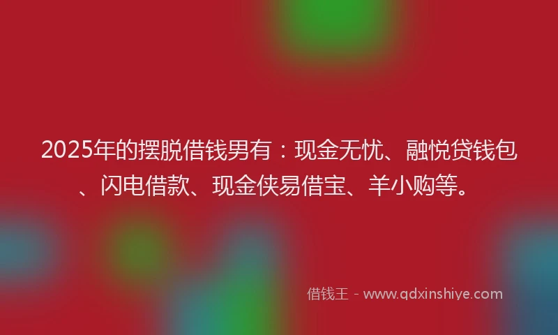 2025年的摆脱借钱男有：现金无忧、融悦贷钱包、闪电借款、现金侠易借宝、羊小购等。