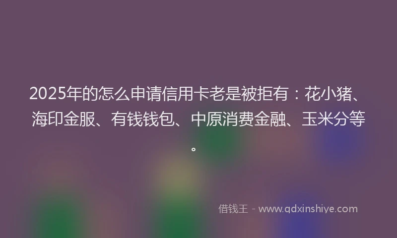 2025年的怎么申请信用卡老是被拒有：花小猪、海印金服、有钱钱包、中原消费金融、玉米分等。