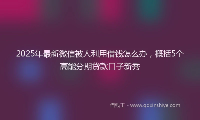 2025年最新微信被人利用借钱怎么办，概括5个高能分期贷款口子新秀