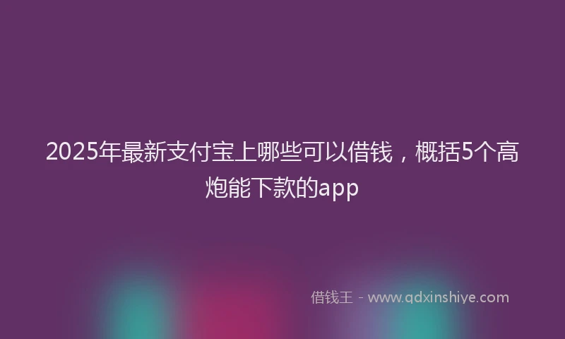 2025年最新支付宝上哪些可以借钱，概括5个高炮能下款的app