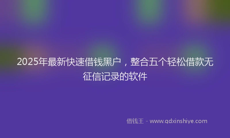 2025年最新快速借钱黑户，整合五个轻松借款无征信记录的软件