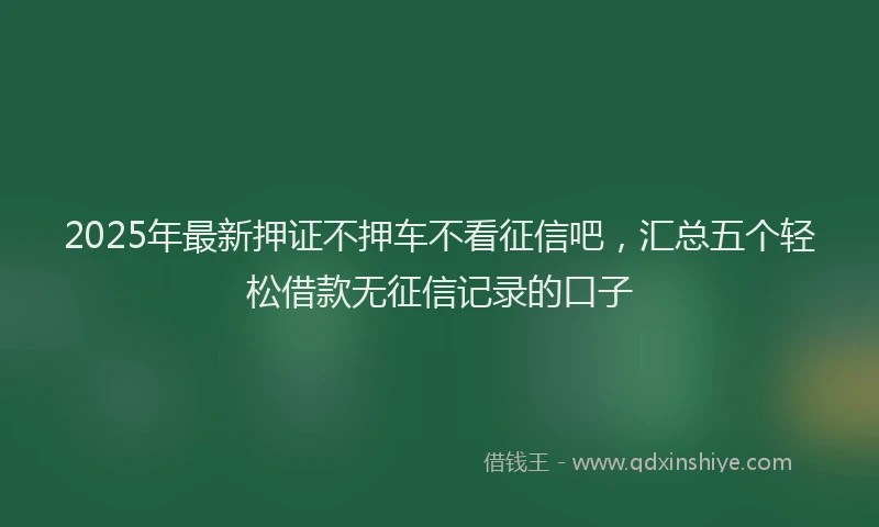 2025年最新押证不押车不看征信吧，汇总五个轻松借款无征信记录的口子