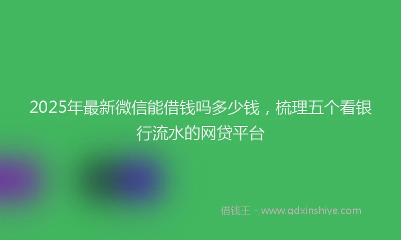 2025年最新微信能借钱吗多少钱，梳理五个看银行流水的网贷平台