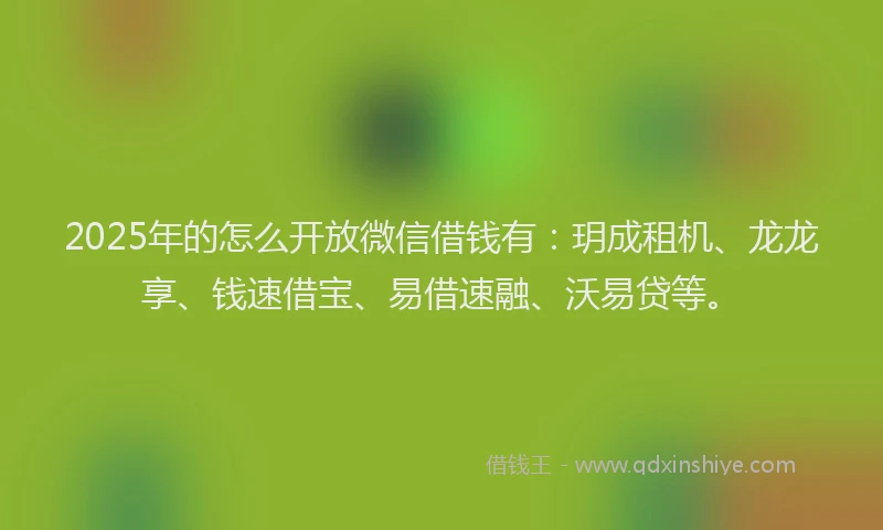2025年的怎么开放微信借钱有：玥成租机、龙龙享、钱速借宝、易借速融、沃易贷等。
