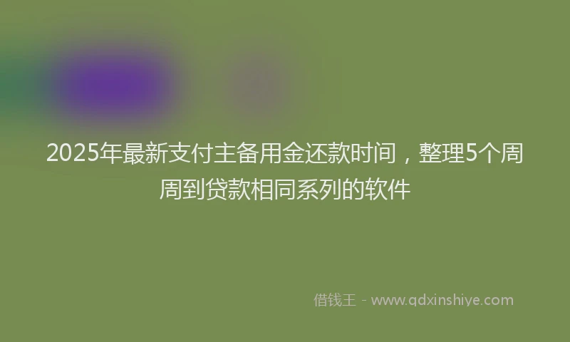 2025年最新支付主备用金还款时间，整理5个周周到贷款相同系列的软件