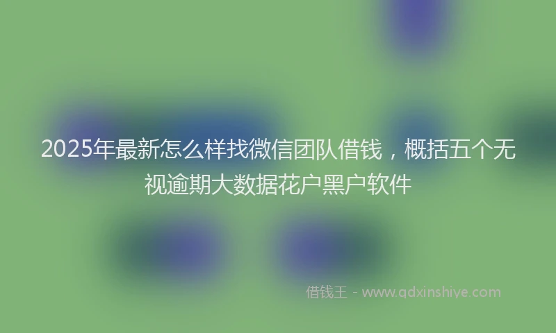 2025年最新怎么样找微信团队借钱，概括五个无视逾期大数据花户黑户软件