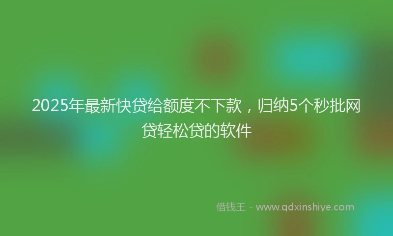 2025年最新快贷给额度不下款，归纳5个秒批网贷轻松贷的软件