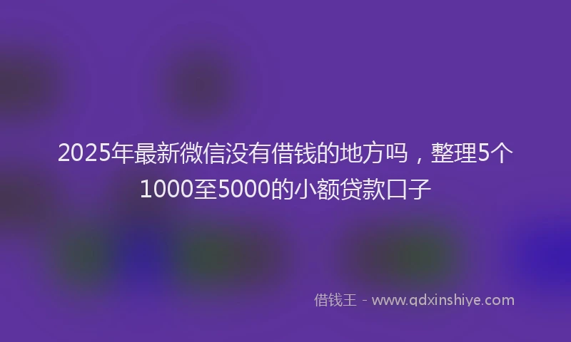 2025年最新微信没有借钱的地方吗，整理5个1000至5000的小额贷款口子
