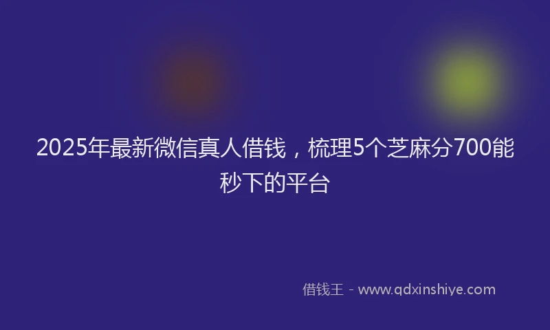 2025年最新微信真人借钱，梳理5个芝麻分700能秒下的平台