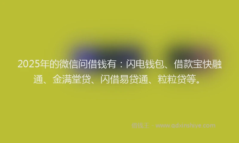 2025年的微信问借钱有：闪电钱包、借款宝快融通、金满堂贷、闪借易贷通、粒粒贷等。