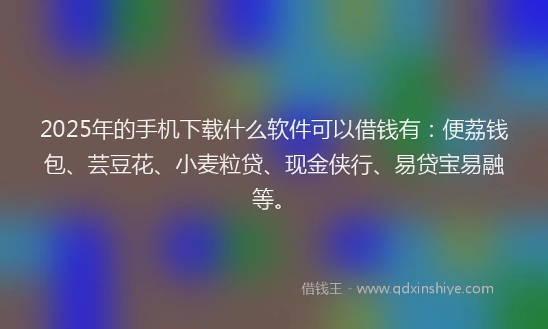 2025年的手机下载什么软件可以借钱有：便荔钱包、芸豆花、小麦粒贷、现金侠行、易贷宝易融等。