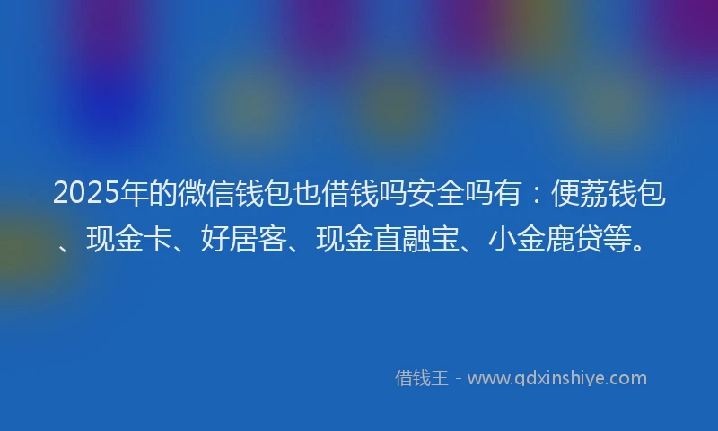 2025年的微信钱包也借钱吗安全吗有：便荔钱包、现金卡、好居客、现金直融宝、小金鹿贷等。