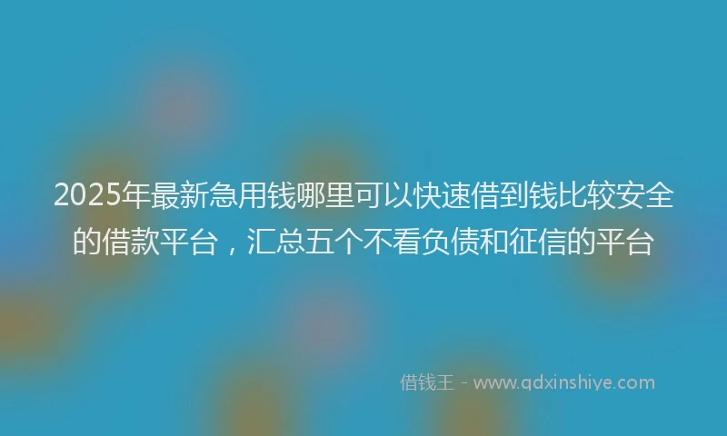 2025年最新急用钱哪里可以快速借到钱比较安全的借款平台，汇总五个不看负债和征信的平台