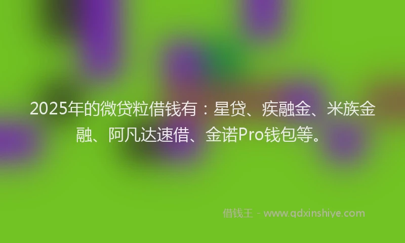 2025年的微贷粒借钱有：星贷、疾融金、米族金融、阿凡达速借、金诺Pro钱包等。
