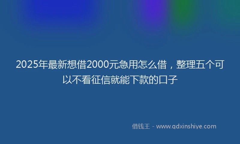 2025年最新想借2000元急用怎么借，整理五个可以不看征信就能下款的口子