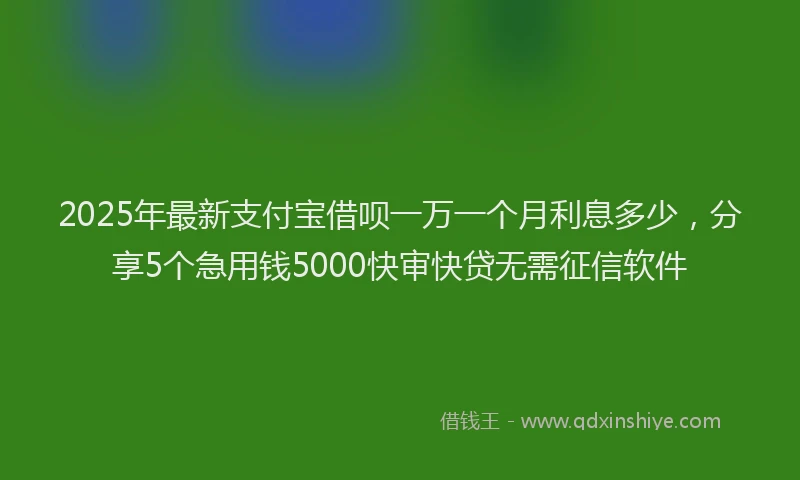2025年最新支付宝借呗一万一个月利息多少，分享5个急用钱5000快审快贷无需征信软件