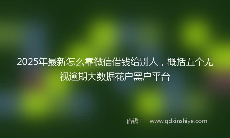 2025年最新怎么靠微信借钱给别人，概括五个无视逾期大数据花户黑户平台
