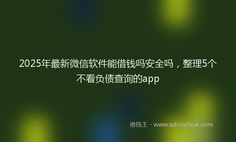 2025年最新微信软件能借钱吗安全吗，整理5个不看负债查询的app