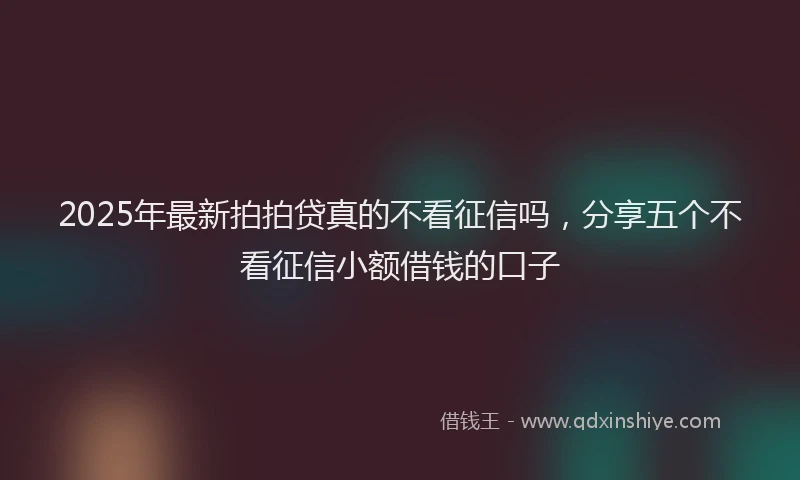 2025年最新拍拍贷真的不看征信吗，分享五个不看征信小额借钱的口子