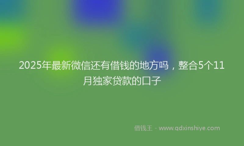 2025年最新微信还有借钱的地方吗，整合5个11月独家贷款的口子