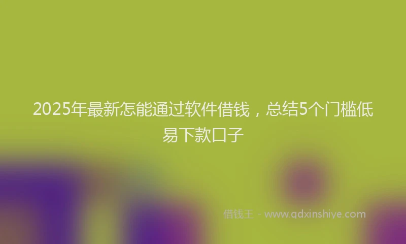 2025年最新怎能通过软件借钱，总结5个门槛低易下款口子