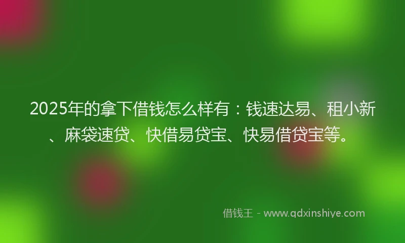 2025年的拿下借钱怎么样有：钱速达易、租小新、麻袋速贷、快借易贷宝、快易借贷宝等。