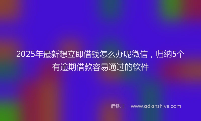 2025年最新想立即借钱怎么办呢微信，归纳5个有逾期借款容易通过的软件